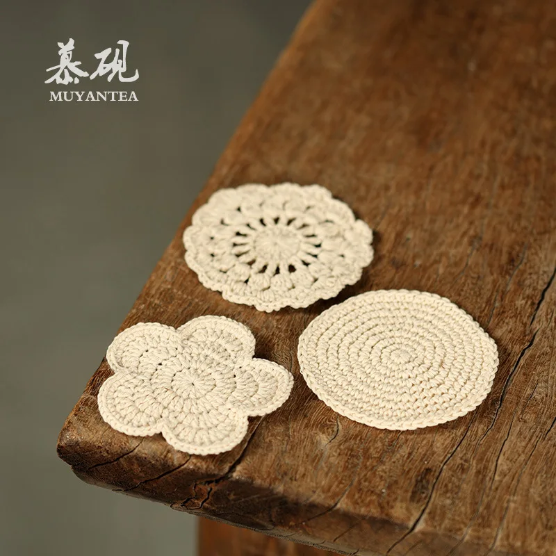 Mu Yan's Handcrafted Embroidered Pot Coaster, Woven Tea Cup Heat-Insulating Mat, Water-Absorbent And Anti-Scalding Mat For