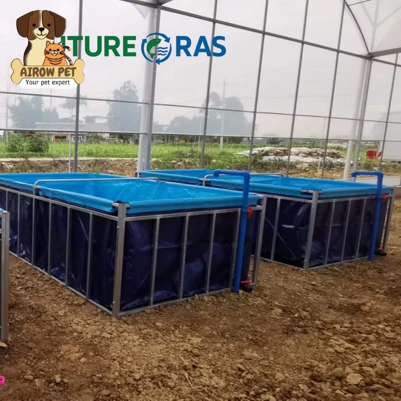 AIROW Outdoor Plastic Rectangular Aquaculture Tilapia Fish Pond square Pvc Biofloc Shrimp Fish Farming tank with Frame