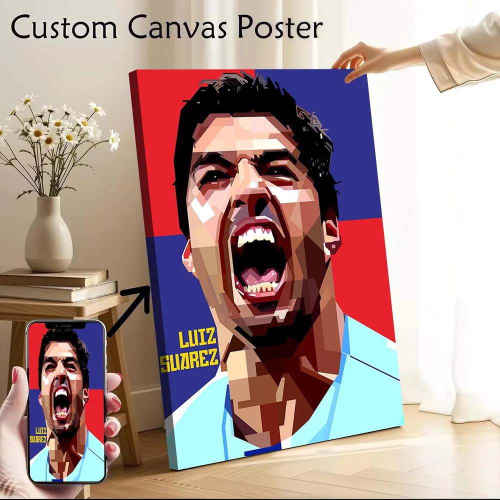 Póster de Lona Personalizable de Luis Suárez, Impresión en Lona, Arte de Pared para Decoración de Habitaciones de Fans, Decoración de Hogar para Videojuegos
