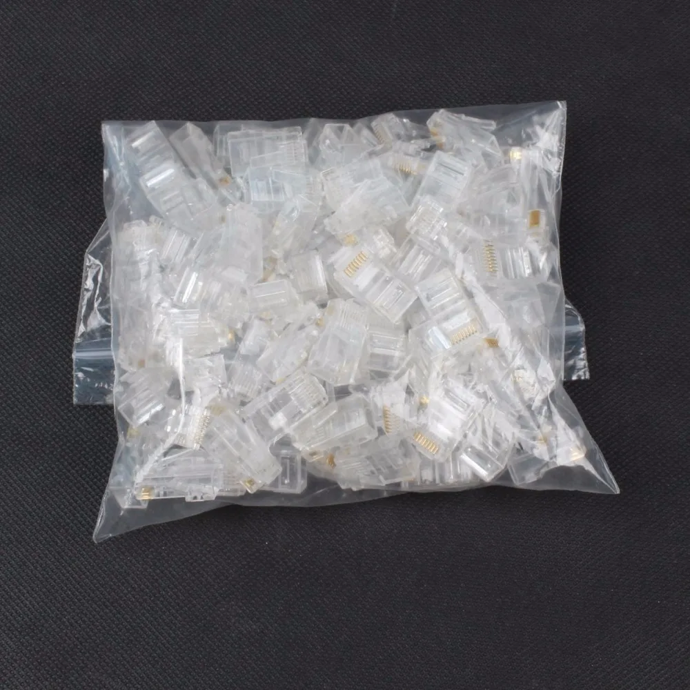 25 50 100 peças plugue modular de rede rede rj45 cat5 cat5e conector 8p8c utp plugue modular não blindado rj45 terminal de computador dn001