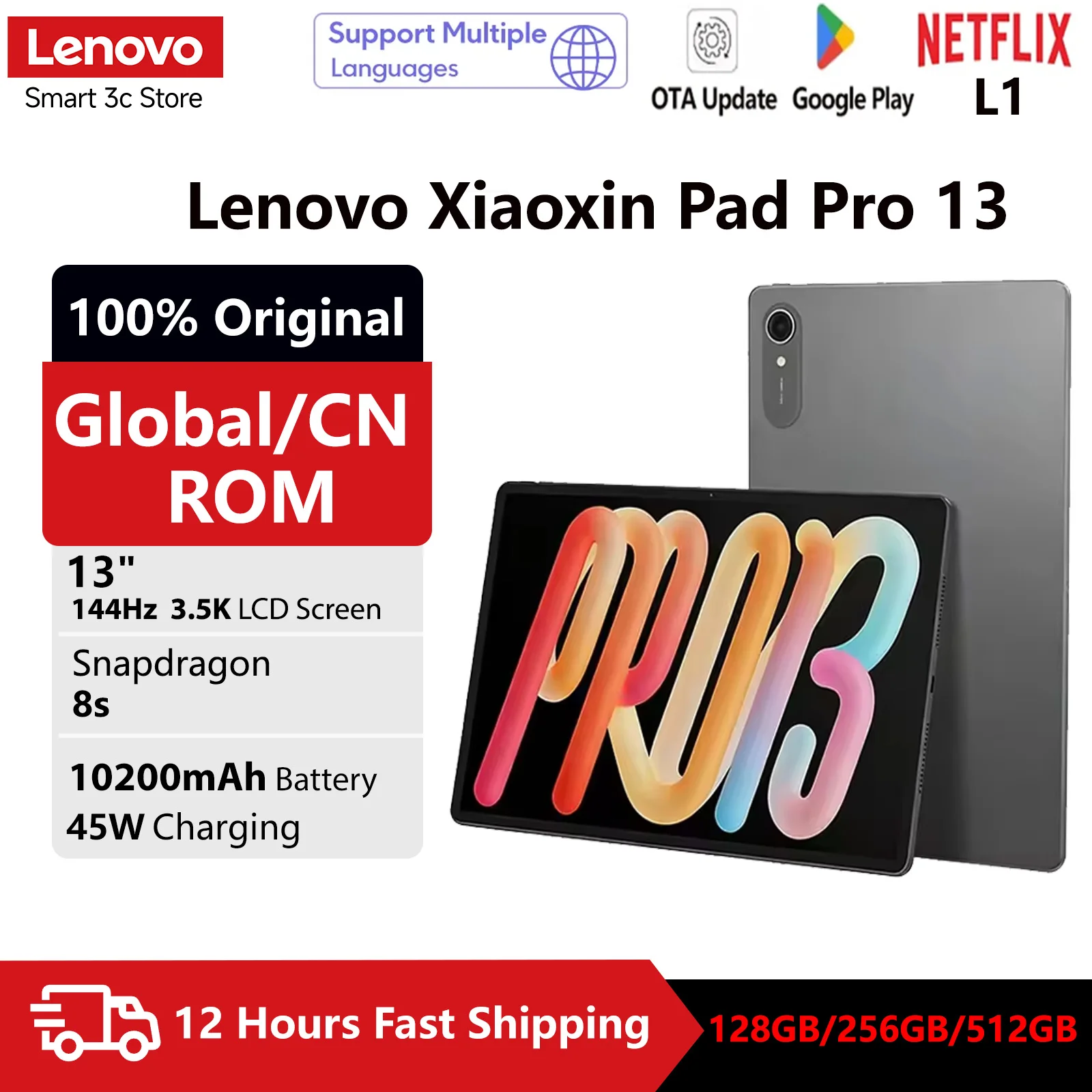 オリジナルLenovo Xiaoxin Pad Pro 13 Snapdragon 8s 13インチ 3.5K
