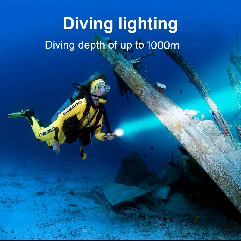 Professional Diving Flashlight Rechargeable XHP160 Diving Torch 1000m Underwater Lantern IPX8 Waterproof Flashlights