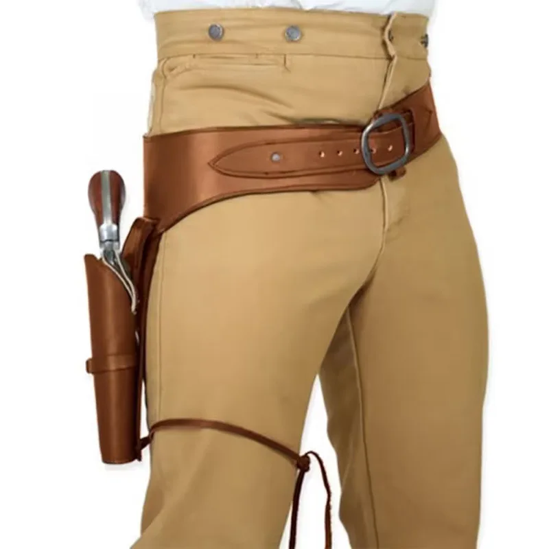 Renaissance Cowboy Belt Revolver fondina medievale pirata Flintlock Corsair Captain cintura costumi di Halloween Cosplay per uomo