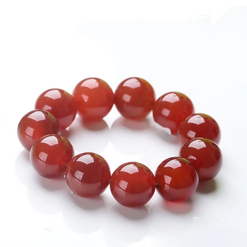 

20mm Natural Agate Bracelet Men Women Fine Jewelry Genuine Healing Crystal Energy Stones Red Agate Big Bead Bracelets