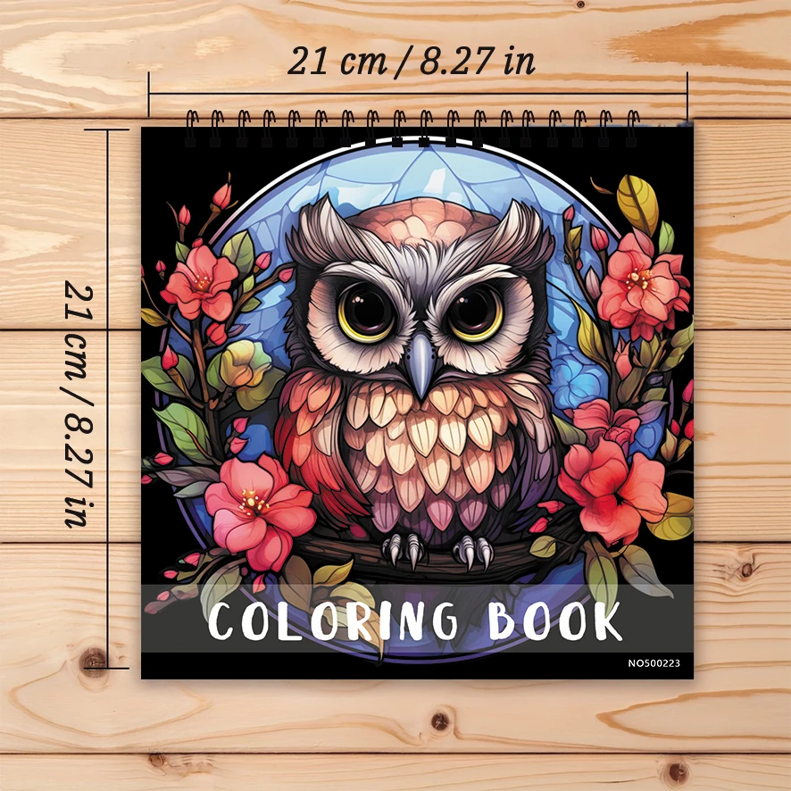 Owl Adult Coloring Book 22 Pages 8.27x8.27 Inch Perfect Gift for Stress Relief
