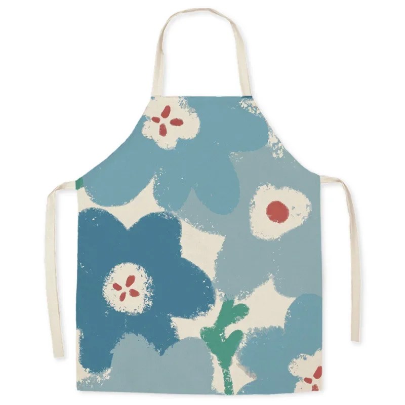 Cute Cartoon Fashion Barbecue Linen Apron Baking Men and Women Kitchen Family Cooking Apron Sleeveless Parent-child Wear Tablier