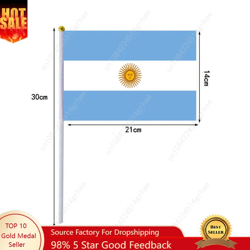 

Argentina Hand Waving Flag Argentine Small Mini Hand Held Flags 10 Pcs 14x21cm World Cup Sporting Event Support Handheld Flag