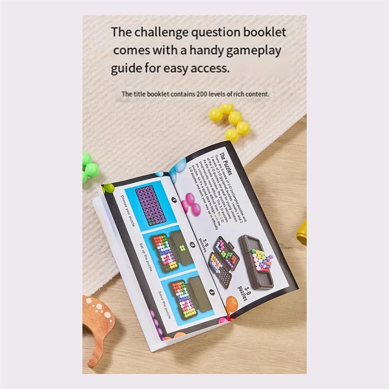 Jogo de iq pirâmide de contas de pérola FBIL: placa de quebra-cabeça 3D de 200 desafios para aumentar as habilidades lógicas das crianças