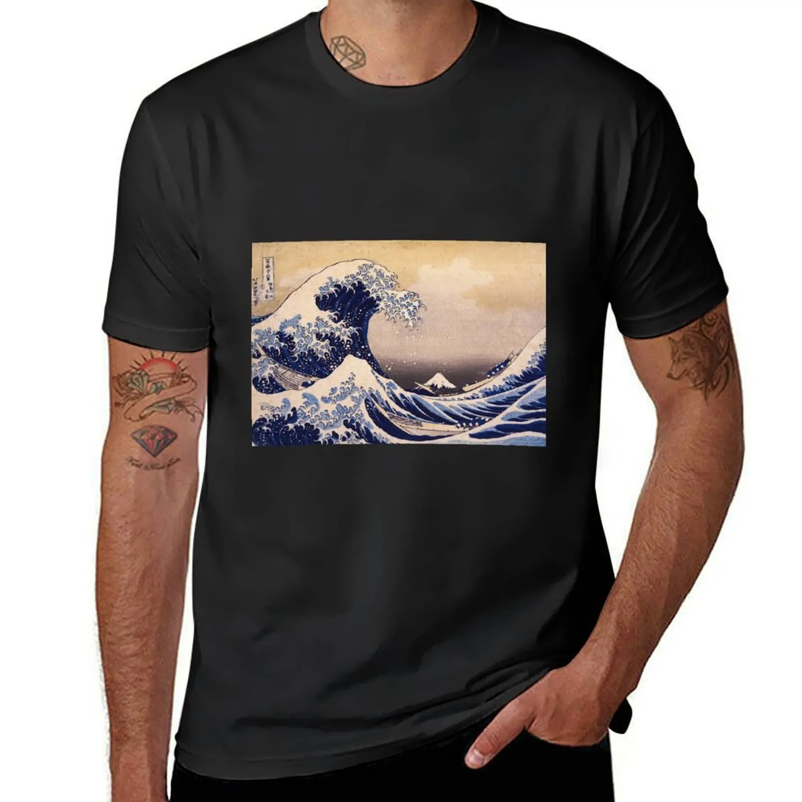 The Great Wave off Kanagawa by Katsushika Hokusai (c 1830-1833) T-Shirt tees Short sleeve tee quick-drying Men's cotton t-shirt