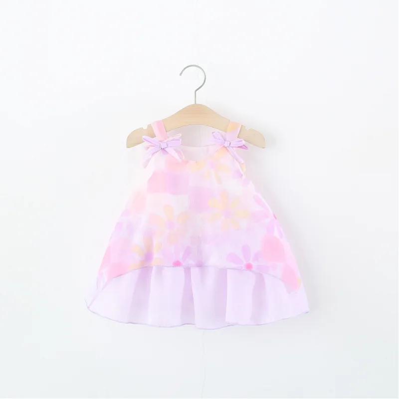 

Children's clothing, girls' dress, summer baby girl floral bow strap vest princess dress, stylish