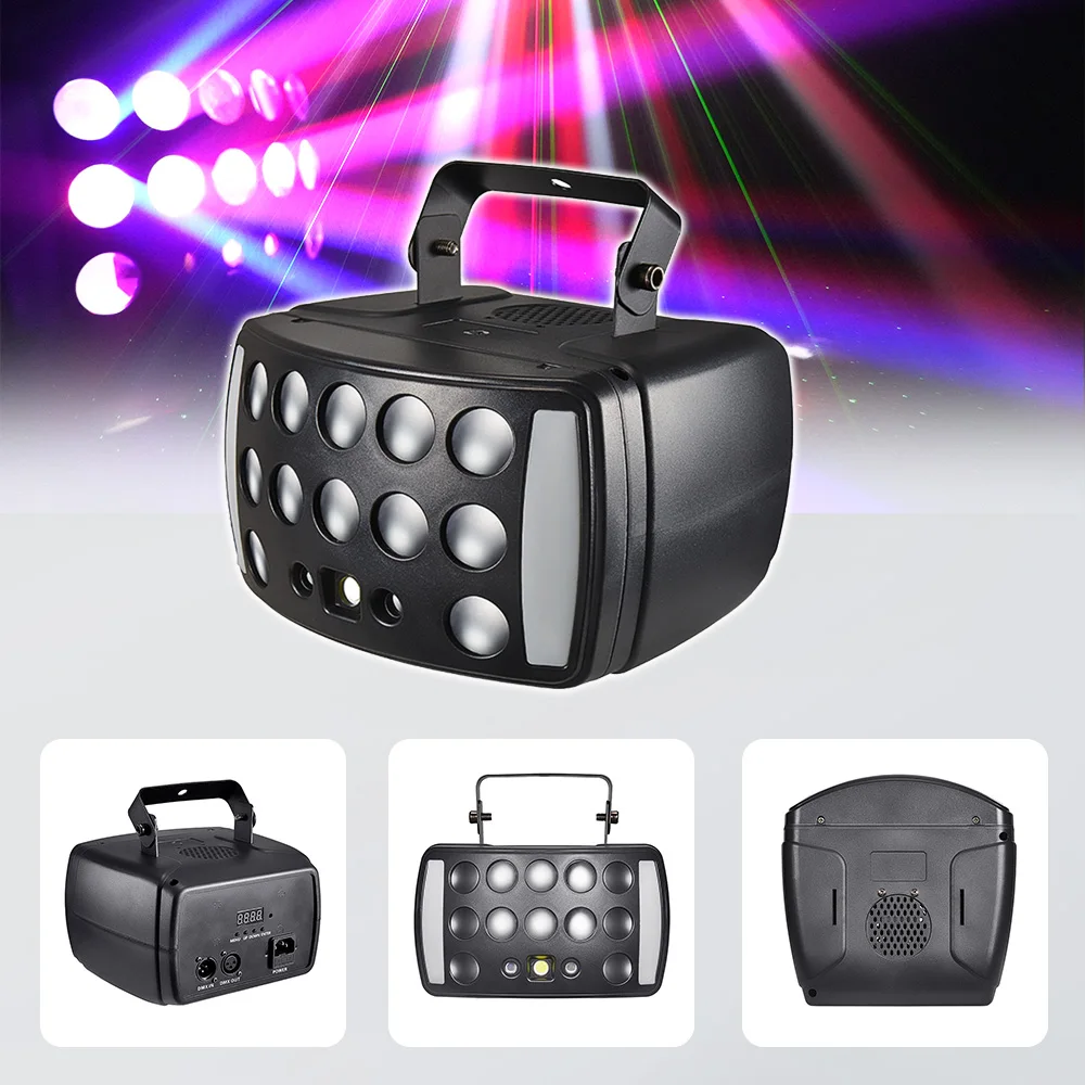 4 In 1 RGBW LED Stage Light Beam Butterfly Effect Lamp DMX512 Sound Control Disco DJ Party KTV Bar Club Lighting Equipment