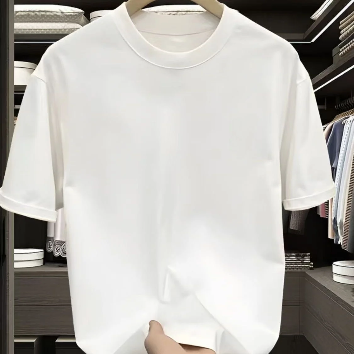 

Summer Faion Brand New Pure Cotton ort Sve T-irt Men Loose Versatile f Sve round Ne Retro Trend Simple Top