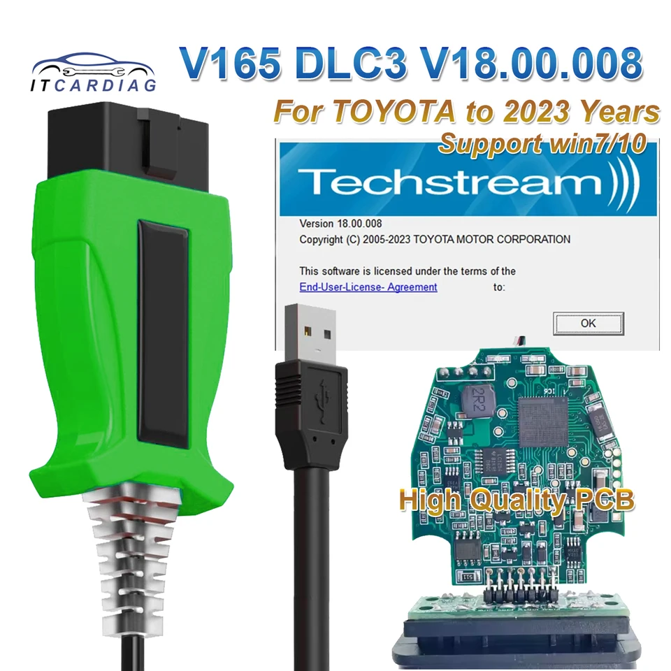 Toyota Techstream V18.00.008 OBD2 Diagnostic Cable for 2023
