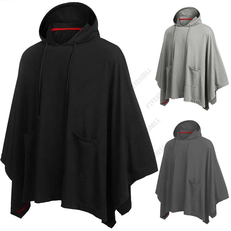 

Unisex Casual Hooded Poncho Cape Cloak Fashion Coat Hoodie Sweatshirt Men Hip Hop Streetwear Hoody Pullover with Pocket Moletom