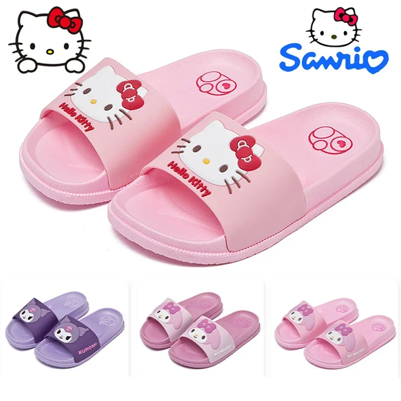 

Sanrio Hello Kitty Women Slippers Cartoon Cute Indoor Soft Bottom Sandals Trend Slides Beach Shoes Anti-Slip Slippers Sandals
