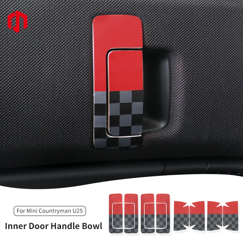 Car Inner Door Handle Door Bowl Cover Frame Decorative Stickers For Mini JCW Countryman U25 2024 2025 Car Decoration Accessories