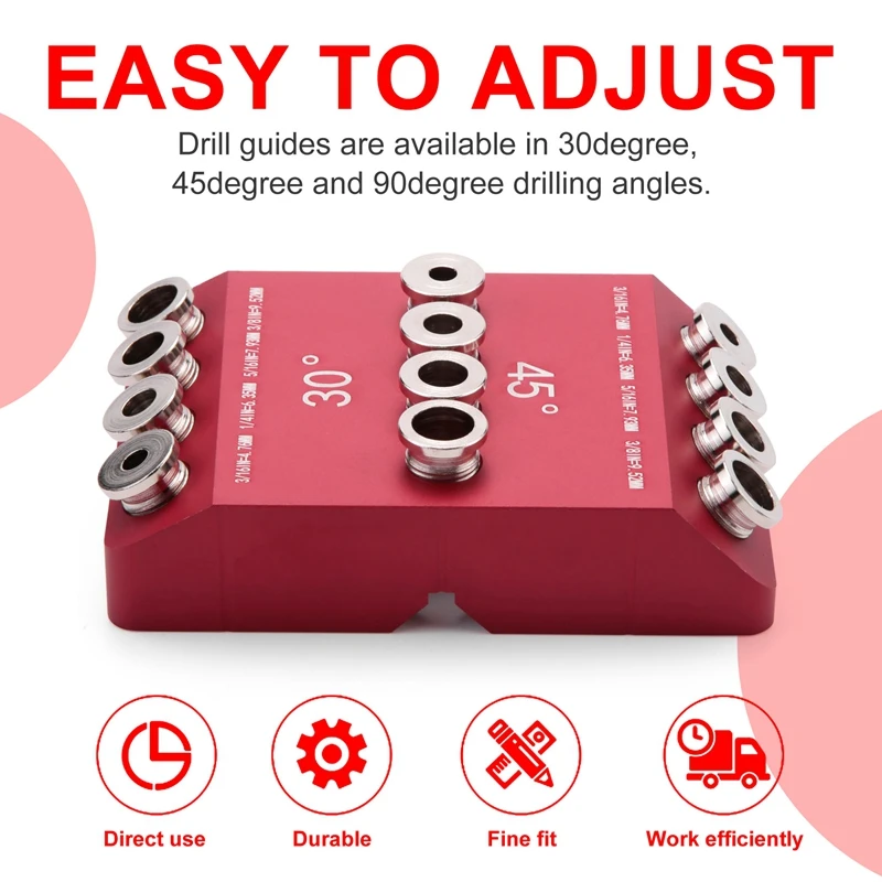 30/45/90° Angle Drill Hole Guide Jig For Angled And Straight Hole,Cable Railing Lag Screw Drilling Template