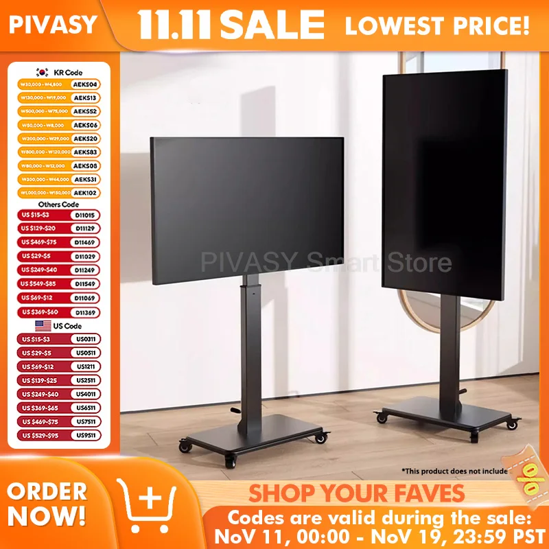 Universal Mobile TV Stand with Wheels 10 - 43 Inch Compatibility 90° Rotation Height Adjustable Rolling Cart for Live Streaming