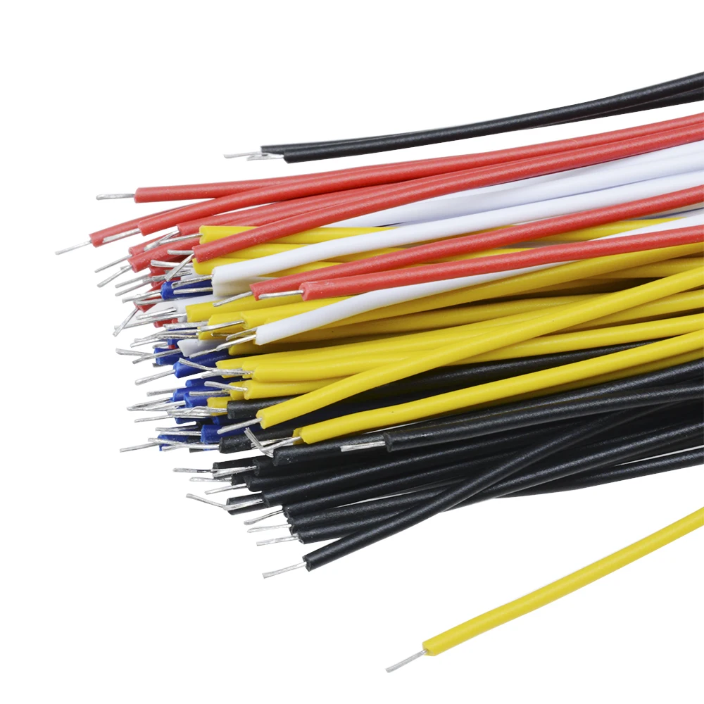 100Pcs 20cm 26 AWG Dual-Ended Tinned Jumper Wires – 5-Color Breadboard & PCB Cable for Electronics Projects (Pre-Tinned Tips)