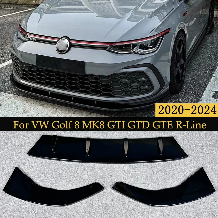 

Car Front Bumper Lip Spoiler Splitter Front Bumper Lip Car Spoiler For VolksWagen VW Golf 8 MK8 GTI GTD GTE R-Line 2020-2024