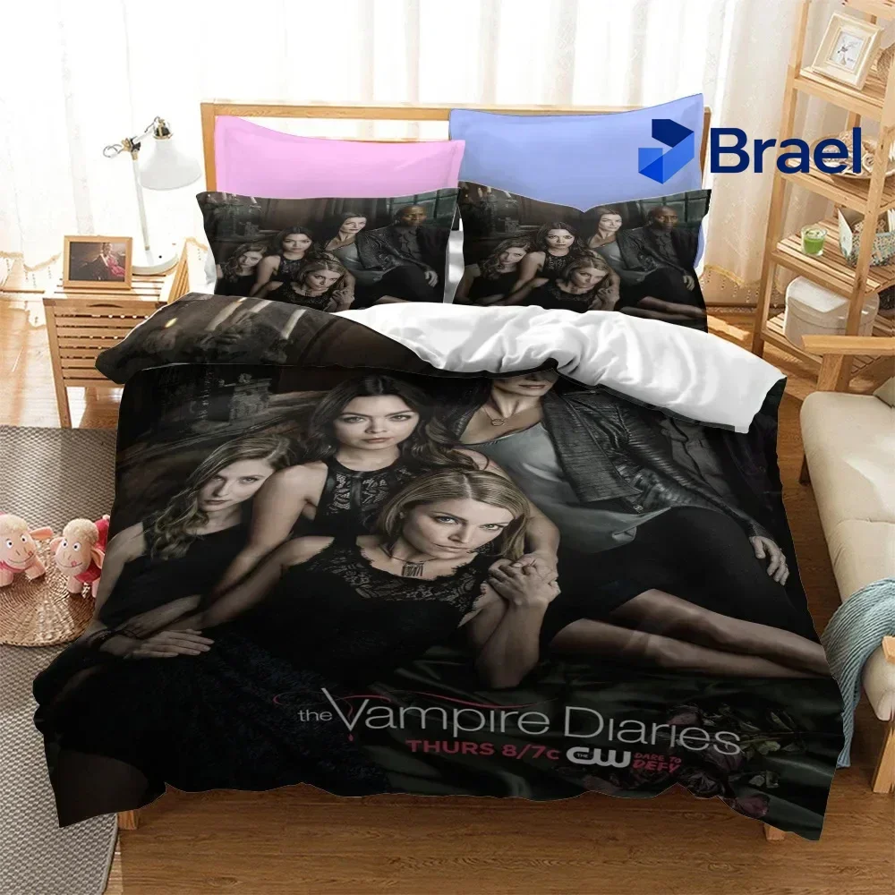 Exquisite 3D Print The Vampire Diaries Bedding Set,Duvet Cover Bed Set Quilt Cover Pillowcase,King Queen Twin Size Boys Girls Ad