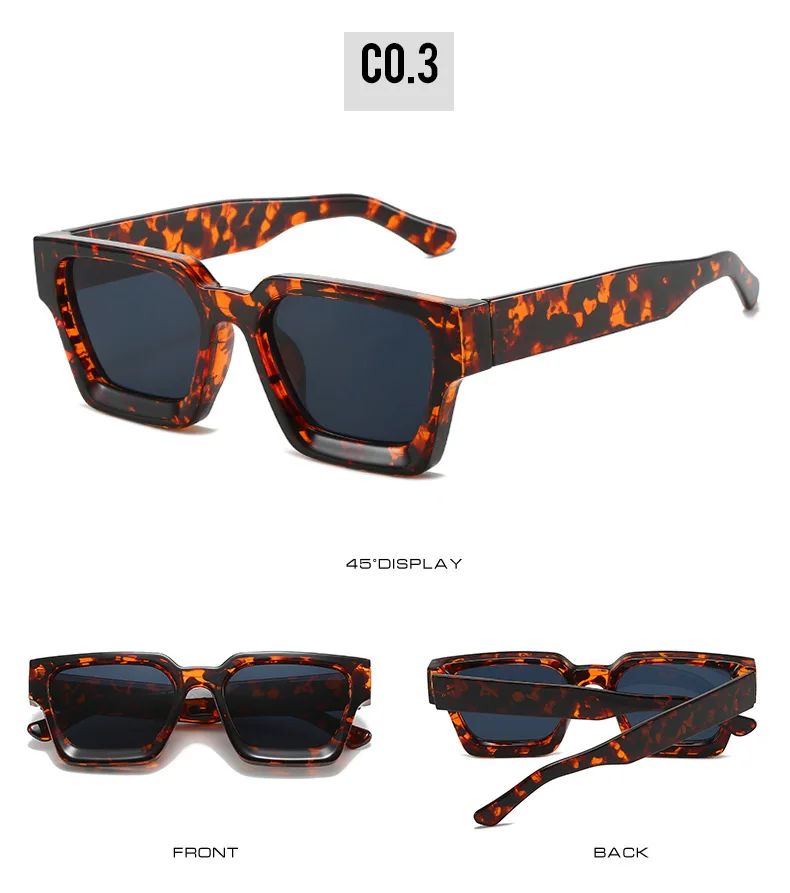 SHAUNA Ins Beliebte Damen Quadratische Sonnenbrille Retro Herren Getönte Farbtöne UV400 – Detail 10