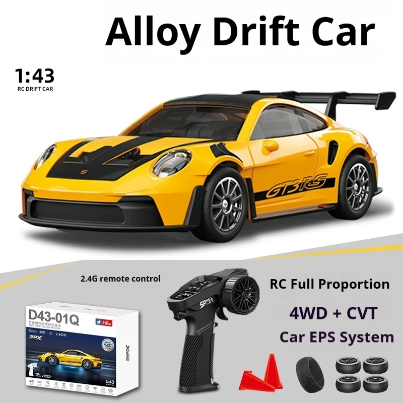 

Macro Star RC Car D43 1:43 Full Scale Four-Wheel Drive Remote Control Drift Car Gyroscope Alloy Flat Running Glowing Model Toy