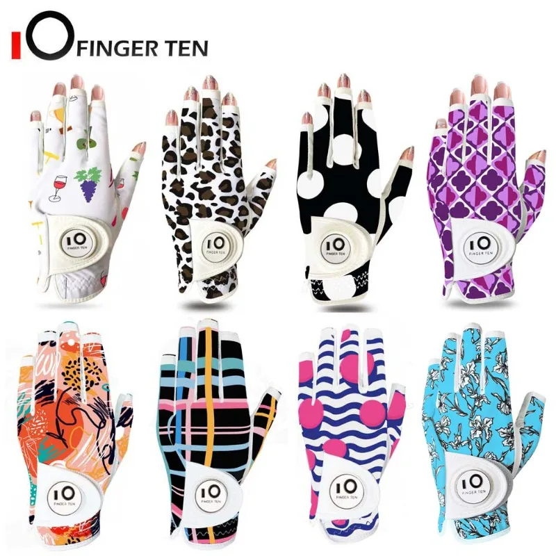 All Weather Grip Nail Golf Gloves Women Left Hand Leather with Ball Marker Half Finger Size XS S M L XL Drop Shipping