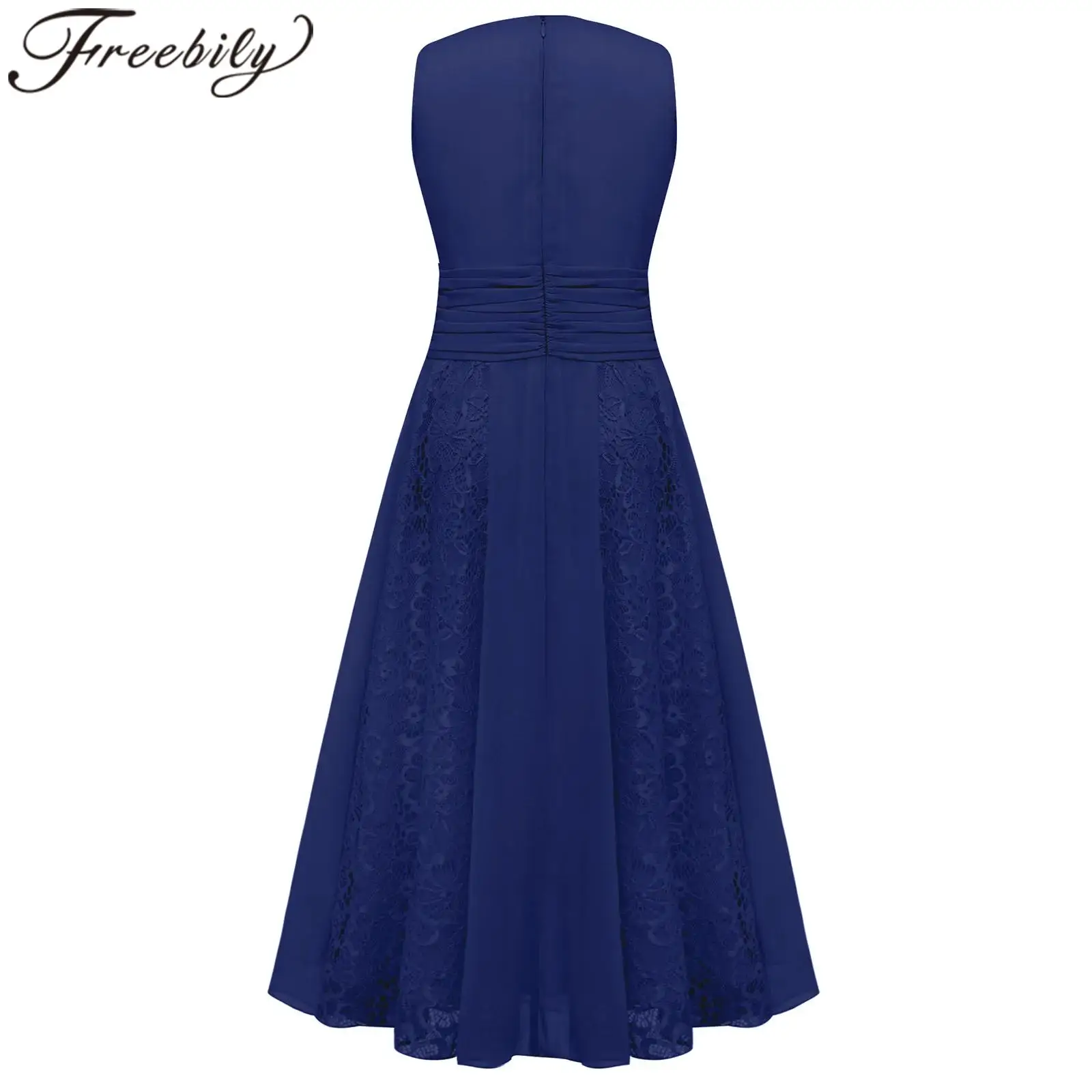 

Childs Modern Lyrical Dance Costume Tea-length Girls Elegant Dress Chiffon Floral Lace Patchwork Dancing Party Gowns