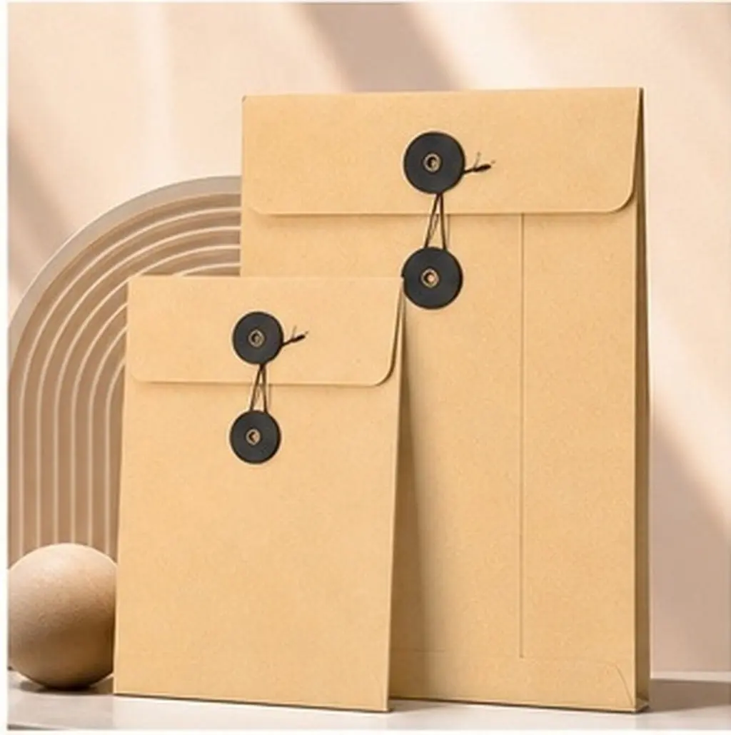 10Pcs Office Document Bag Kraft File Folder Portable Storage Organizer String Envelope Pouch School Test Paper Carrying Folder