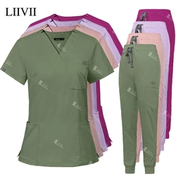 Multicolor Beautician Workwear Solid Color Lab Work Clothes Medical Nursing Uniforms Pet Clinic Scrub Set Work Clothes Wholesale