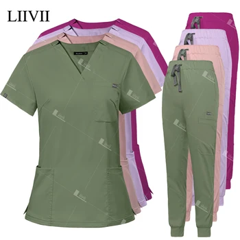 Abbigliamento da lavoro per estetista multicolore abbigliamento da lavoro da laboratorio in tinta unita uniformi infermieristiche mediche Set di Scrub per clinica per animali domestici abbigliamento da lavoro all'ingrosso