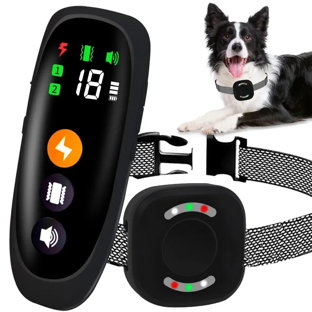 LED Color Screen Dog Training Collar, 800m Range Anti-barking Repellent with Light, Stop Barking Electric Shock Collar for Dog