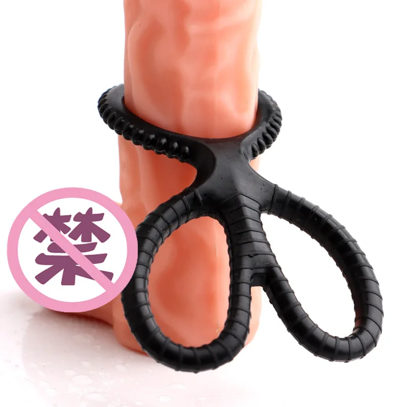 Men\'s Silicone Double Cock Ring Delay Premature Ejaculation Cock Lock Ring Men\'s Sex Toys Couple Penis Ring Adult Toys 18+