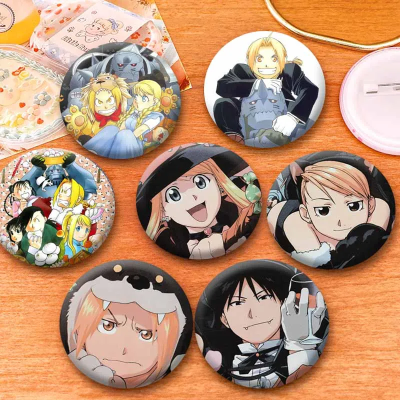 Fullmetal Alchemist Animation Enamel Pins Cartoon Character Snap-in Brooch Otaku Culture Badge Bag Clothes Accessories Toys Gift