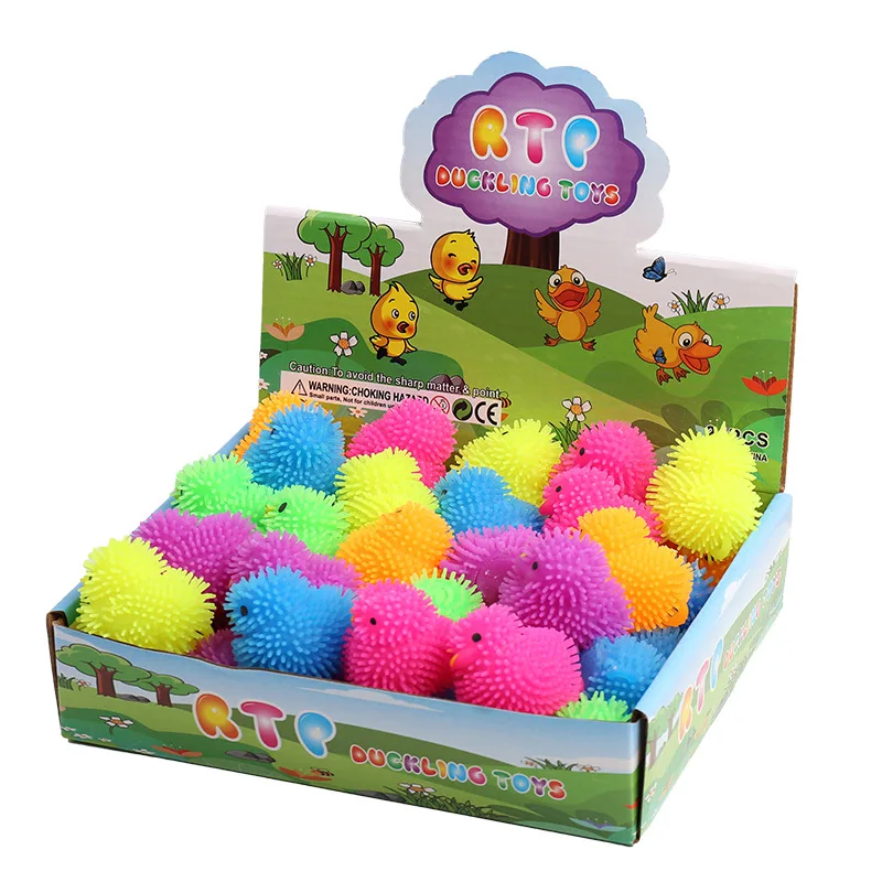 Novidade crianças brinquedo brilhante bonito mini tpr pintainho bola espetada macio bolas saltitantes fidget engraçado alívio do estresse eletrônico piscando brinquedo