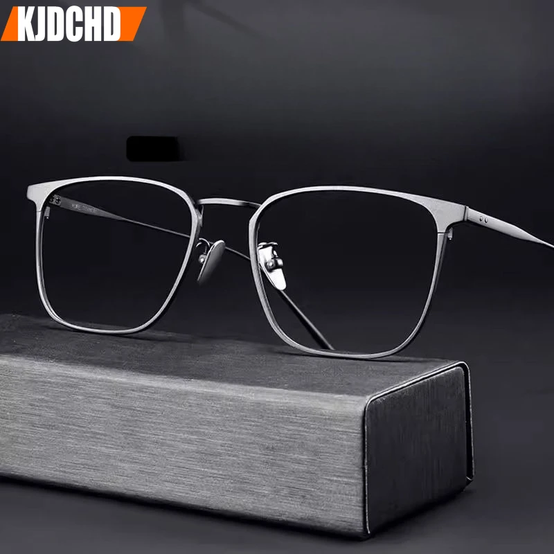 

KJDCHD New Top Quality Titanium Prescription Computer Glasses Frames Men Women Ultralight Vintage Retro Square Eyeglass Frame