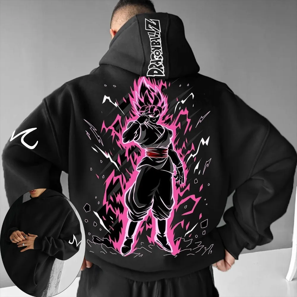 Sudadera con capucha de Dragon Ball Z para hombre, estampado Super Saiyan Goku (Aura rosa), diseño de anime de alta definición, ideal para fanáticos, otoño e invierno