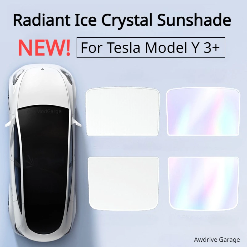 For Tesla Model 3+ Ice Crystal Sunshade ModelY Radiant Split Sunshade UV Protection Shade Net New Model3 Highland 2024 Accessory