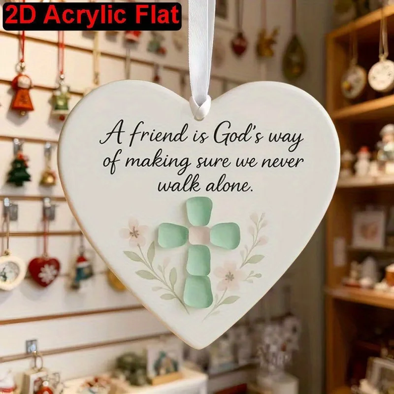 10/4 Piece Set of 2D Flat Heart-Shaped Acrylic Friendship Pendants, Heart-Shaped Friendship Decorative Pendants, Christmas Tree Decorations, Suitable for Backpacks and Car Rearview Mirrors, Halloween and Christmas Gifts