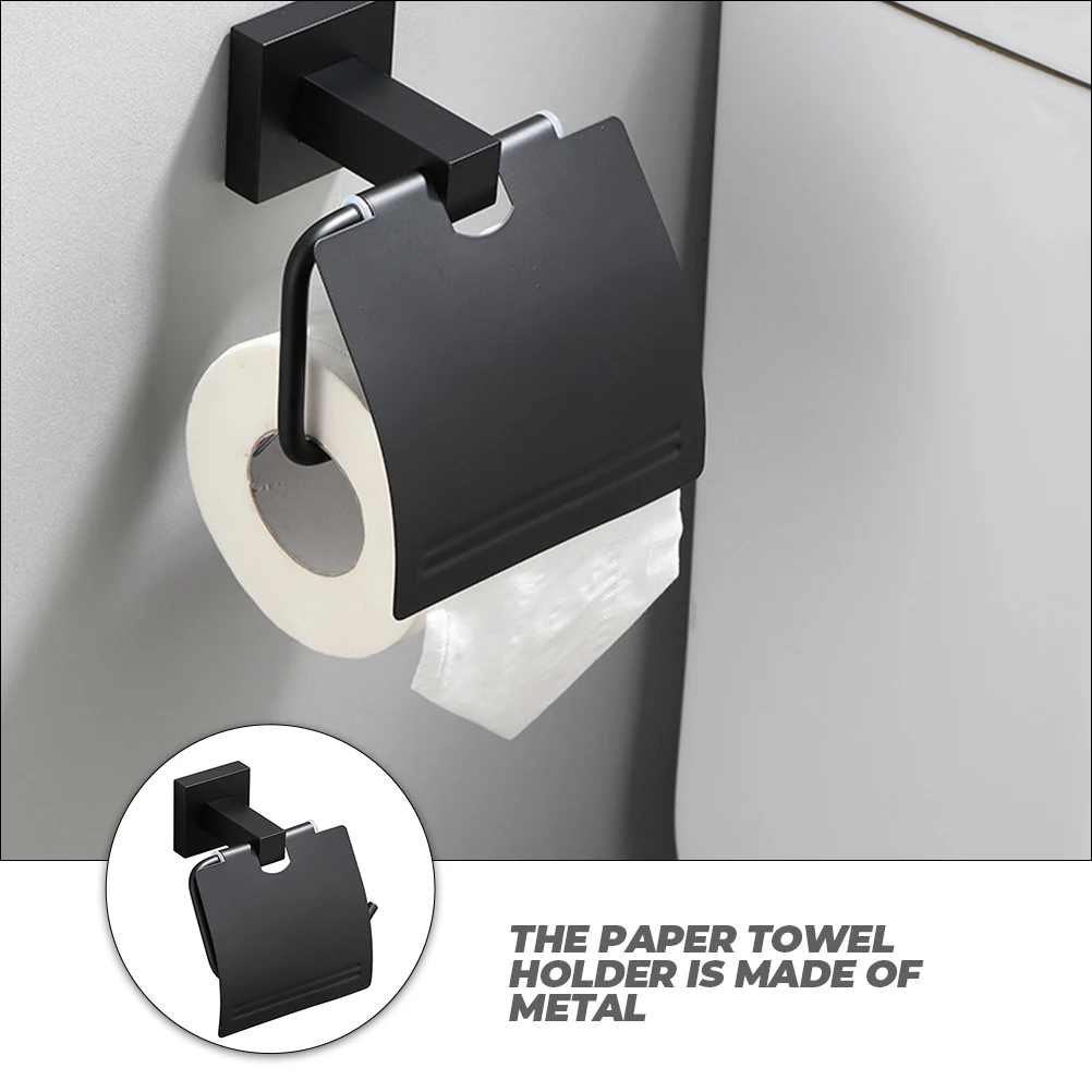 

Toilet Paper Rack Black Wall Mounted Design Rustproof Corrosion Resistant Bathroom Tissue for Toilet