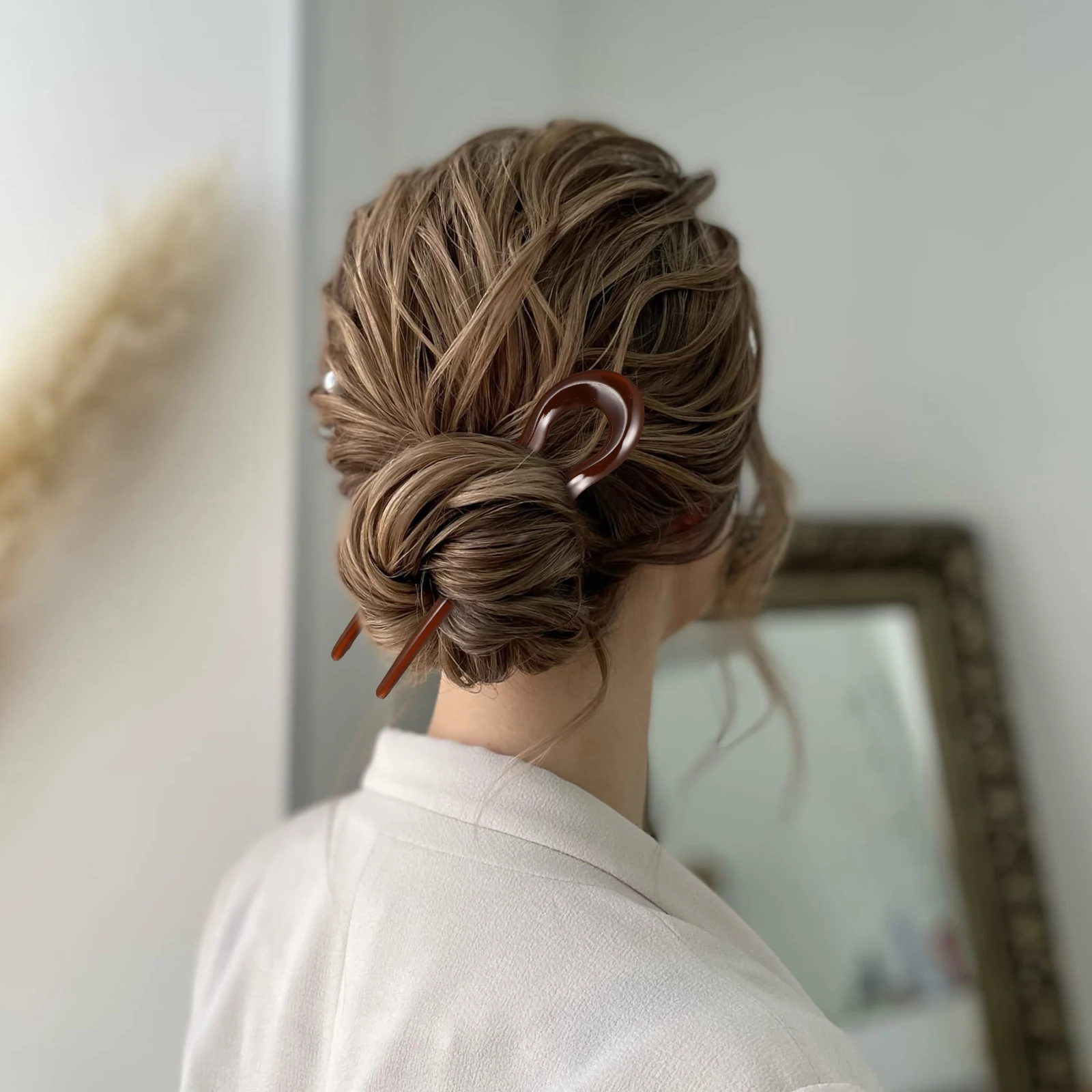 

5pcs Hair Stick Clips Resin Material Durable Non Slip U Shaped Women Headdress Accessories Bride Hairstyle Tool