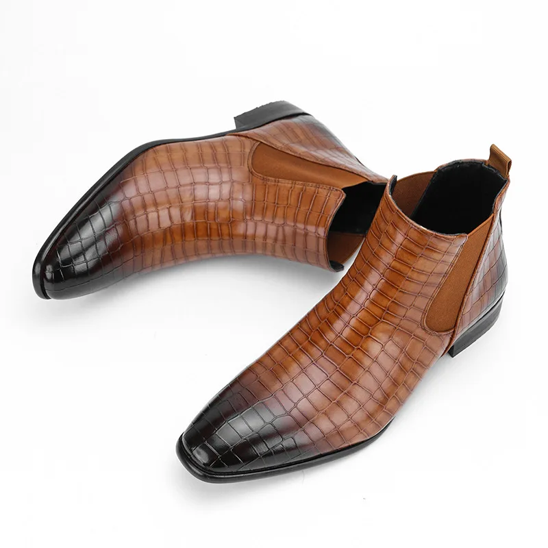 Size 40-50 Men's Chelsea Boots New Leather Shoes Boots for Men High Top Shoes Men's Leather Boots Casual Business Shoes