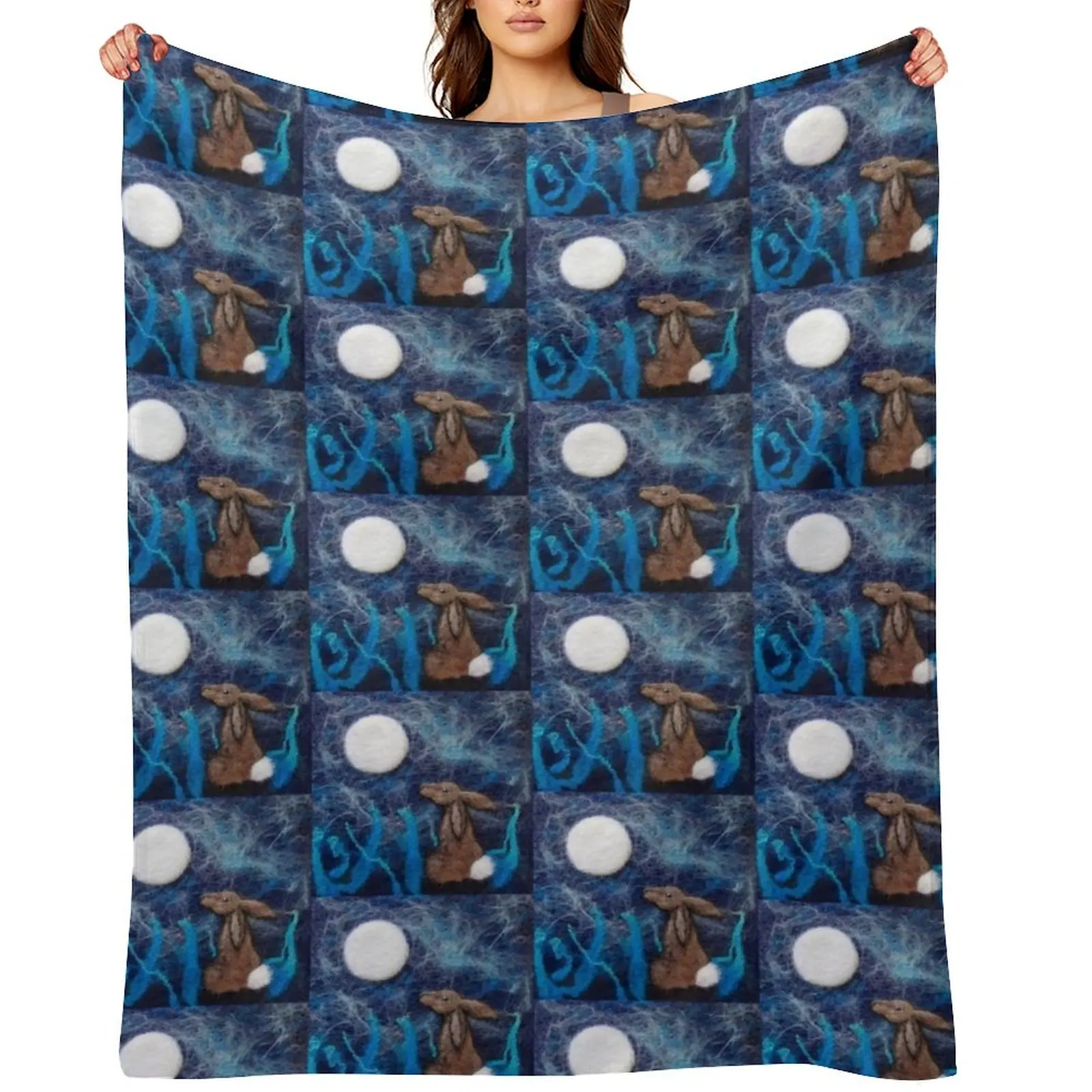 

Blue Moon Hare Throw Blanket Tourist Luxury Designer Personalized Gift Blankets