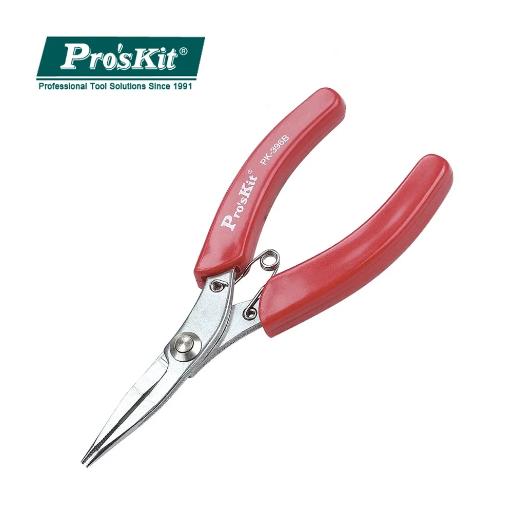 

Pro'sKit 1PK-396B 5-Inch Import Small Long Nose Pliers Stainless Steel Red Handle Have Teeth Long Mouth Pliers 130mm