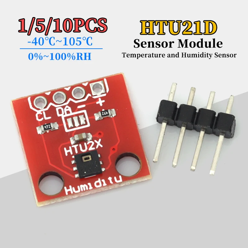 1-10PCS HTU21D DC3.3V -40~105 ℃   Módulo de detecção de temperatura e umidade, comunicação I2C para Arduino