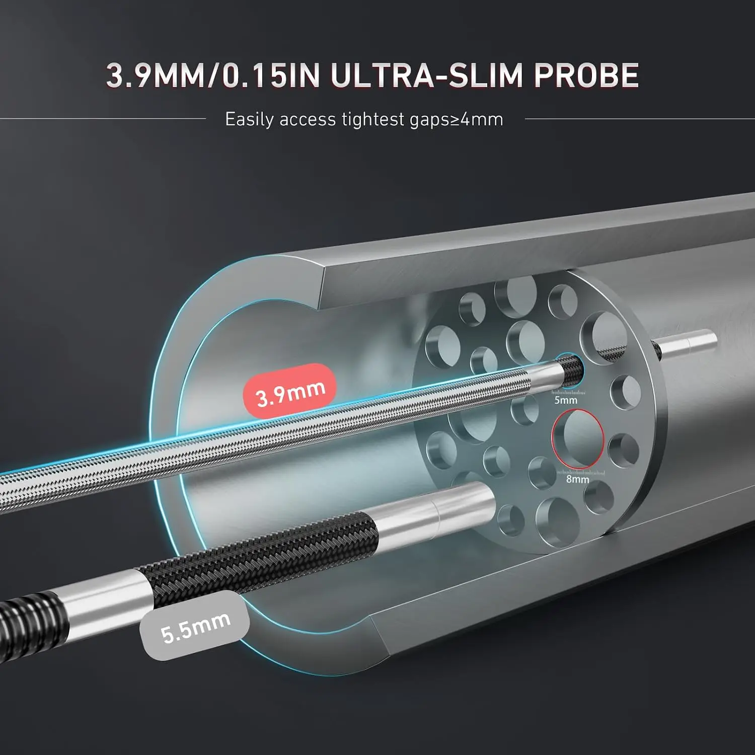 360° 4-Way Articulating Borescope 1080P 3.9mm 5
