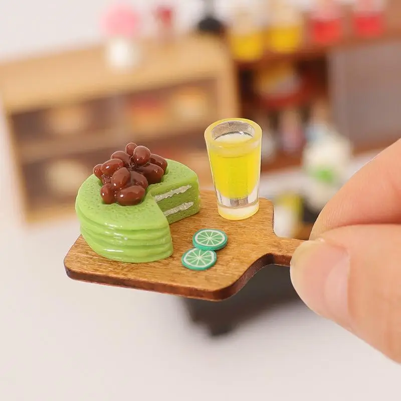 

5 шт. DIY украшения кукольный домик моделирование торта десерт набор молочного сока мини кухонный поднос посуда аксессуары детские игрушки