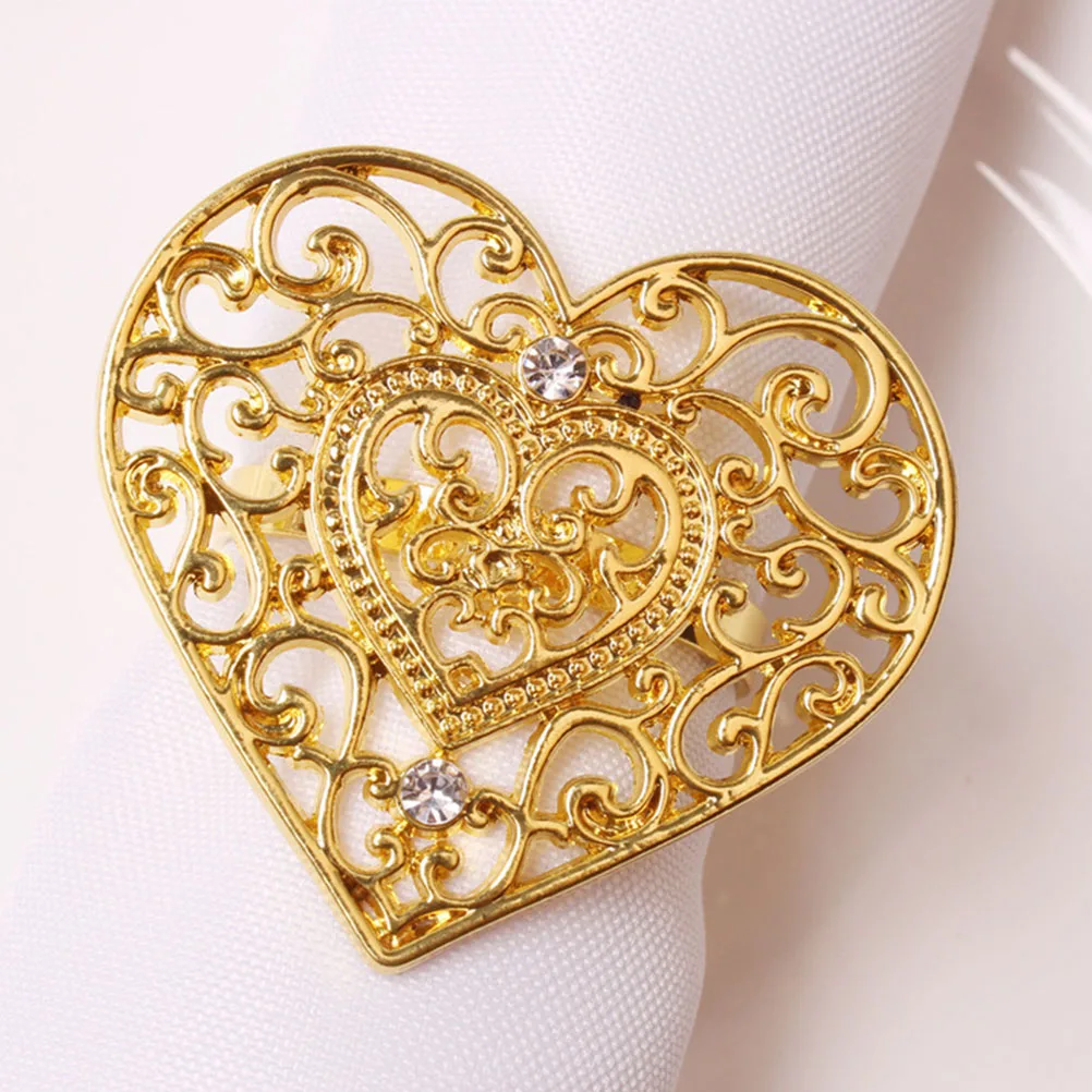 

4Pcs Heart Napkin Buckles Sophisticated Table Decor for Parties Weddings and Elegant Dinners Heart Napkin Ring
