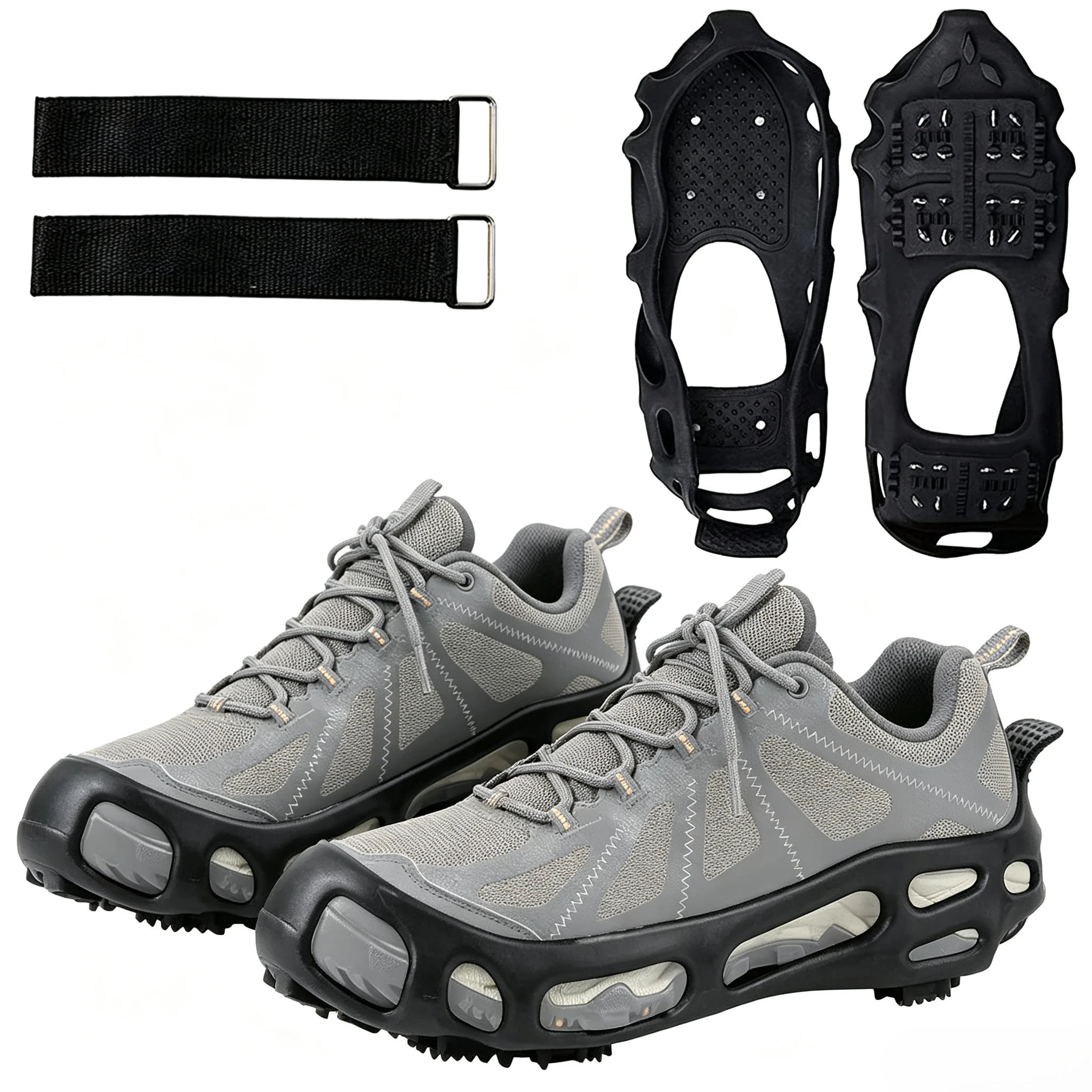 Outdoor 24 Teeth Manganese Steel Ice Cleats Anti Slip Crampons for Hiking Snow Mud Climbing